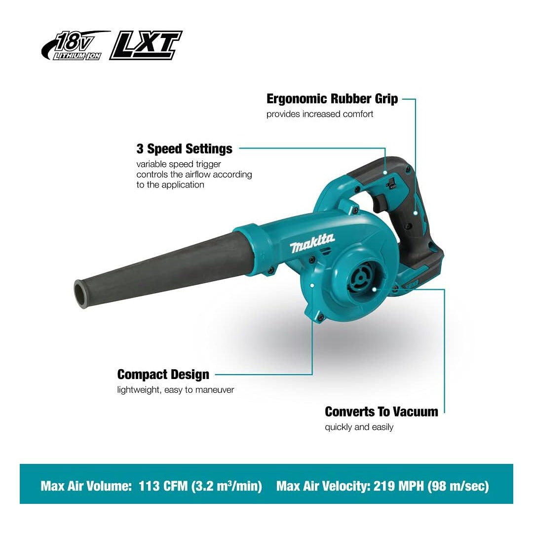 Makita 18V LXT Cordless Blower Kit with Dust Bag & 2x 5.0Ah Batteries